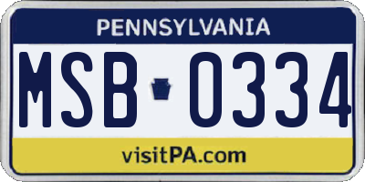 PA license plate MSB0334