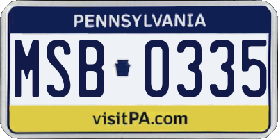 PA license plate MSB0335
