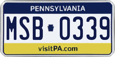 PA license plate MSB0339