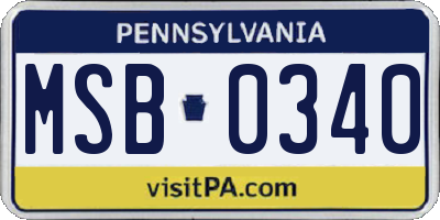 PA license plate MSB0340