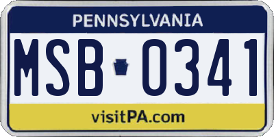 PA license plate MSB0341