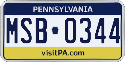 PA license plate MSB0344