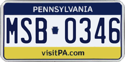 PA license plate MSB0346