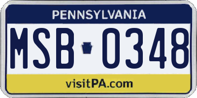 PA license plate MSB0348