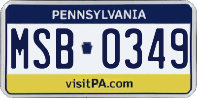 PA license plate MSB0349