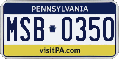 PA license plate MSB0350