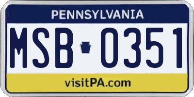 PA license plate MSB0351