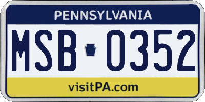 PA license plate MSB0352