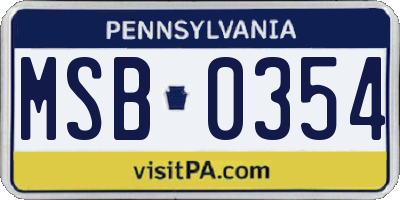 PA license plate MSB0354