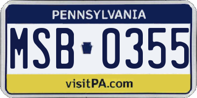 PA license plate MSB0355
