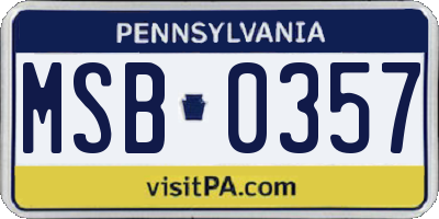 PA license plate MSB0357