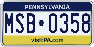 PA license plate MSB0358