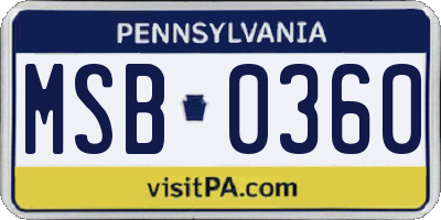 PA license plate MSB0360