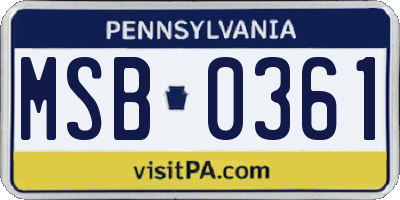 PA license plate MSB0361