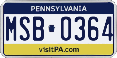 PA license plate MSB0364