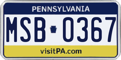PA license plate MSB0367