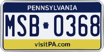 PA license plate MSB0368
