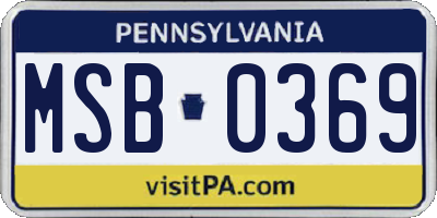PA license plate MSB0369