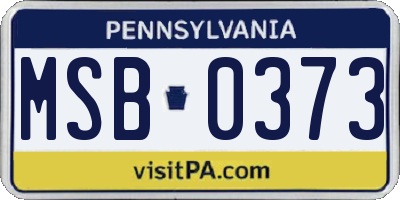 PA license plate MSB0373