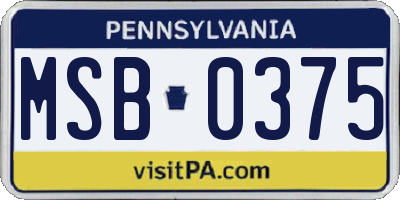 PA license plate MSB0375