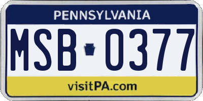 PA license plate MSB0377