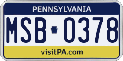 PA license plate MSB0378