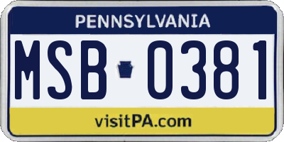 PA license plate MSB0381