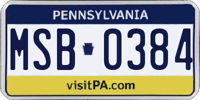 PA license plate MSB0384
