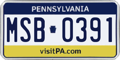 PA license plate MSB0391