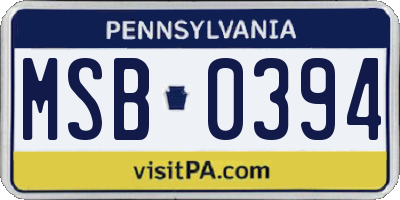 PA license plate MSB0394