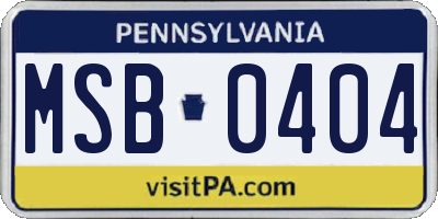 PA license plate MSB0404