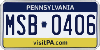PA license plate MSB0406