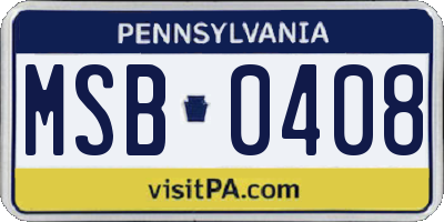 PA license plate MSB0408