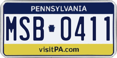 PA license plate MSB0411