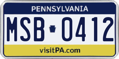 PA license plate MSB0412