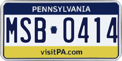PA license plate MSB0414