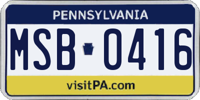 PA license plate MSB0416
