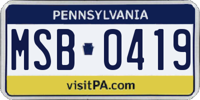 PA license plate MSB0419