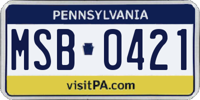 PA license plate MSB0421