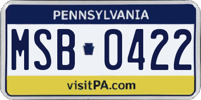 PA license plate MSB0422