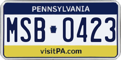 PA license plate MSB0423