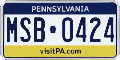 PA license plate MSB0424