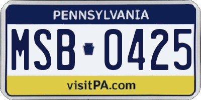 PA license plate MSB0425