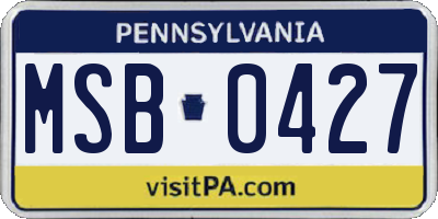 PA license plate MSB0427