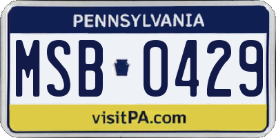 PA license plate MSB0429