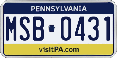 PA license plate MSB0431