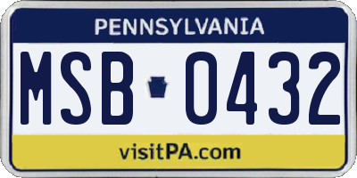 PA license plate MSB0432