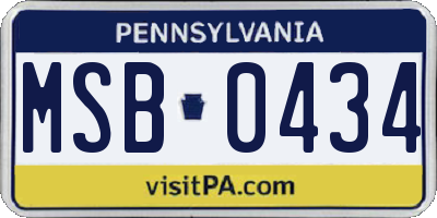 PA license plate MSB0434