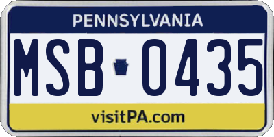 PA license plate MSB0435