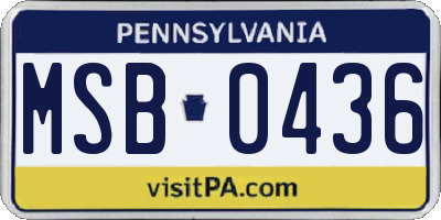PA license plate MSB0436